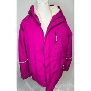 Lands End Girls Hooded Ski Coat L 14-16 Pink Nylon Grow-a-Longs